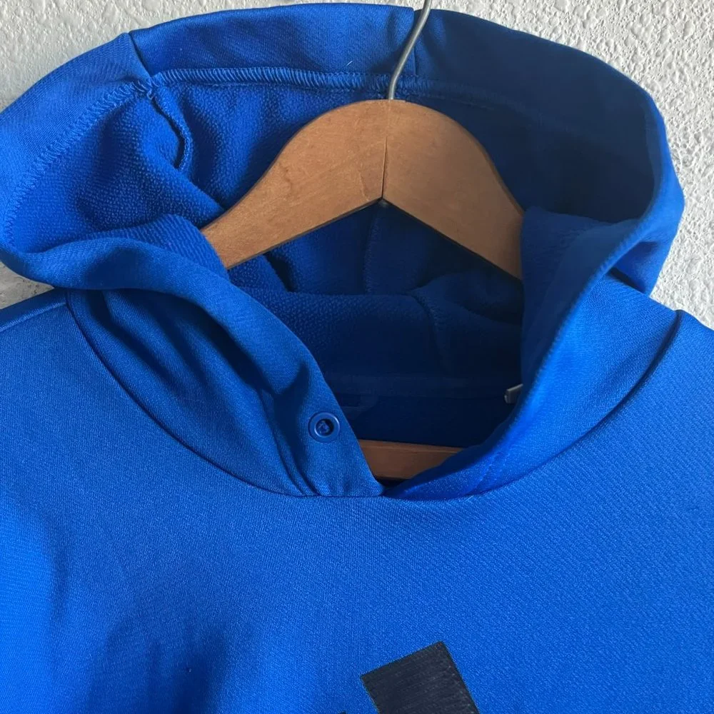 Adidas Men's Blue Fleece Pullover Hoodie Jacket Size S Style GK7388 - Picture 5 of 10